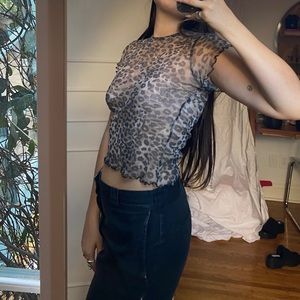 90s leopard mesh top